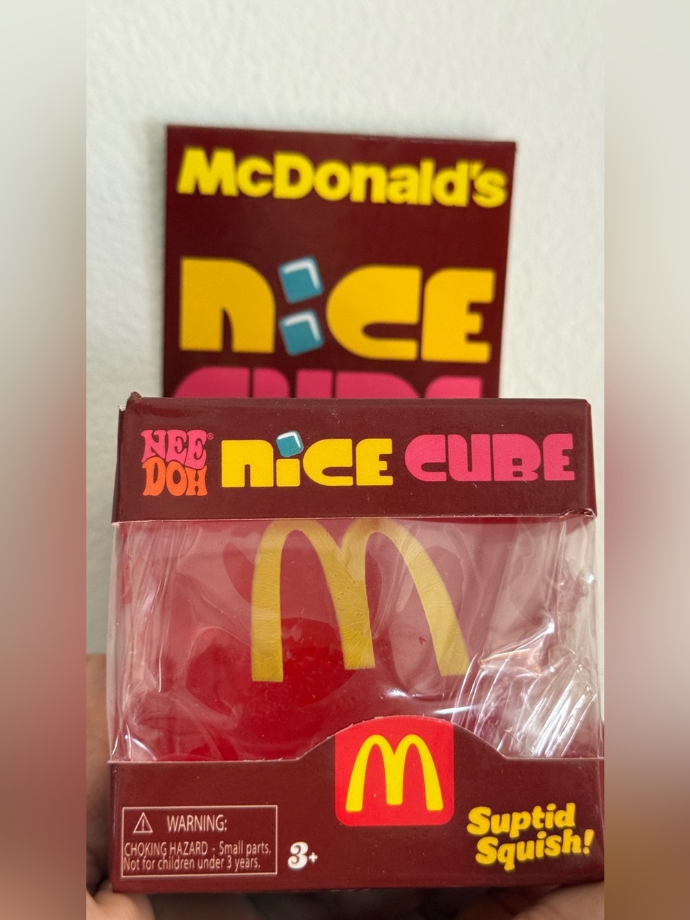 McDonald's Nice Cube Party Favor in Maroon, Yellow & Pink